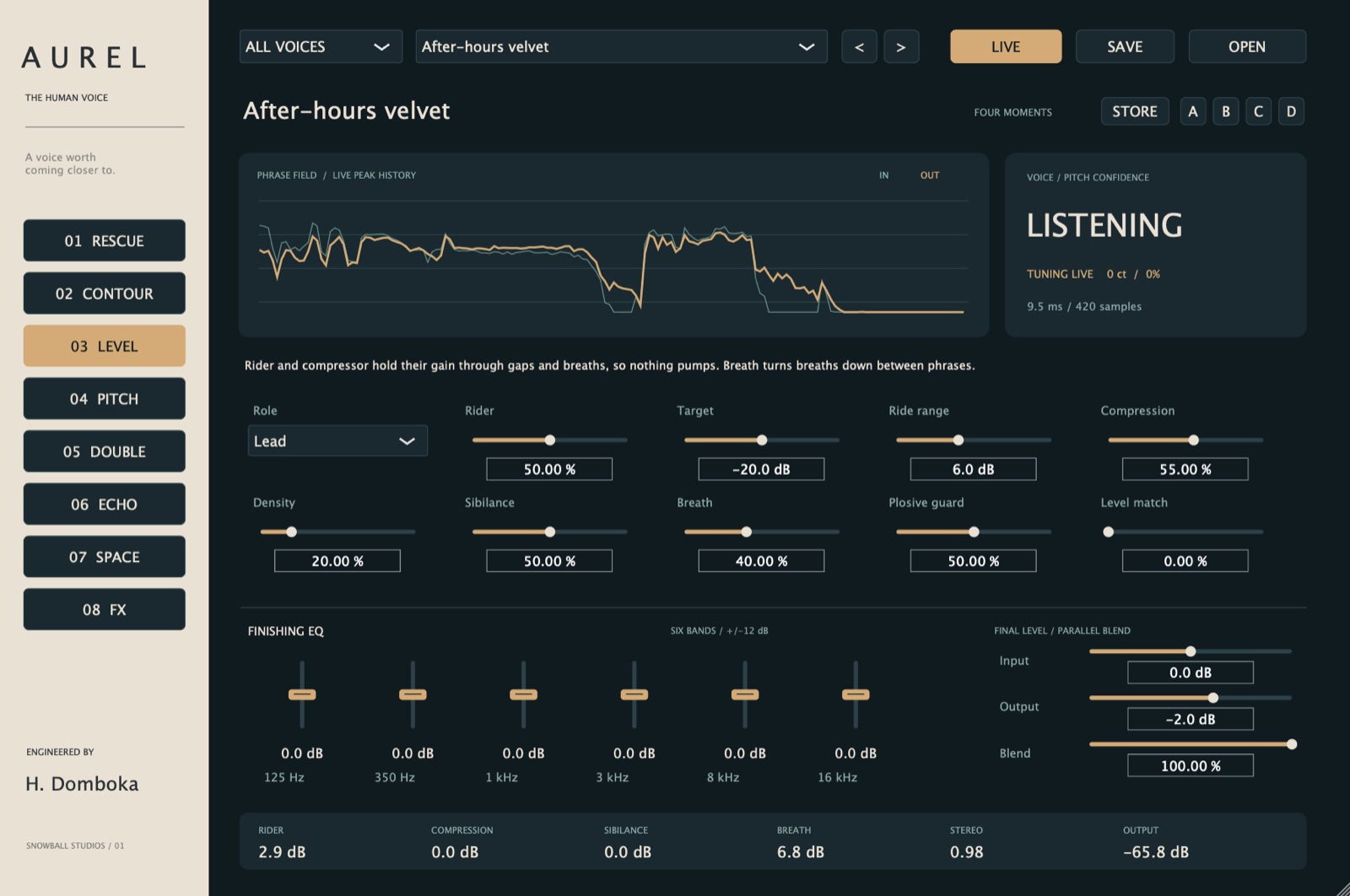 AUREL editor on the level page with the rider controls
