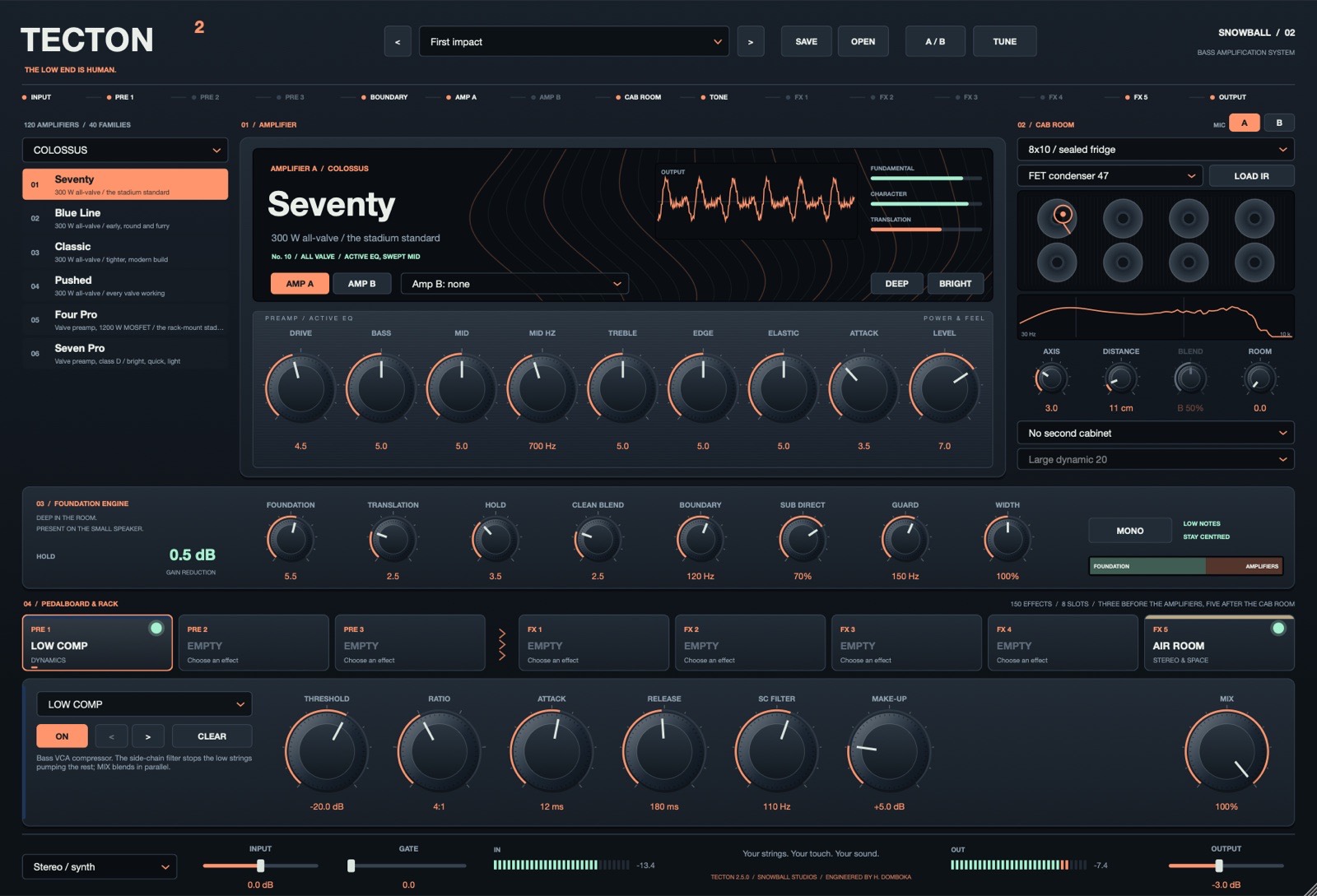 TECTON 2 editor with the amp, cabinet and effects chain